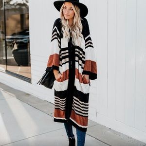 Cozy Striped Cardigan Sweater Coat